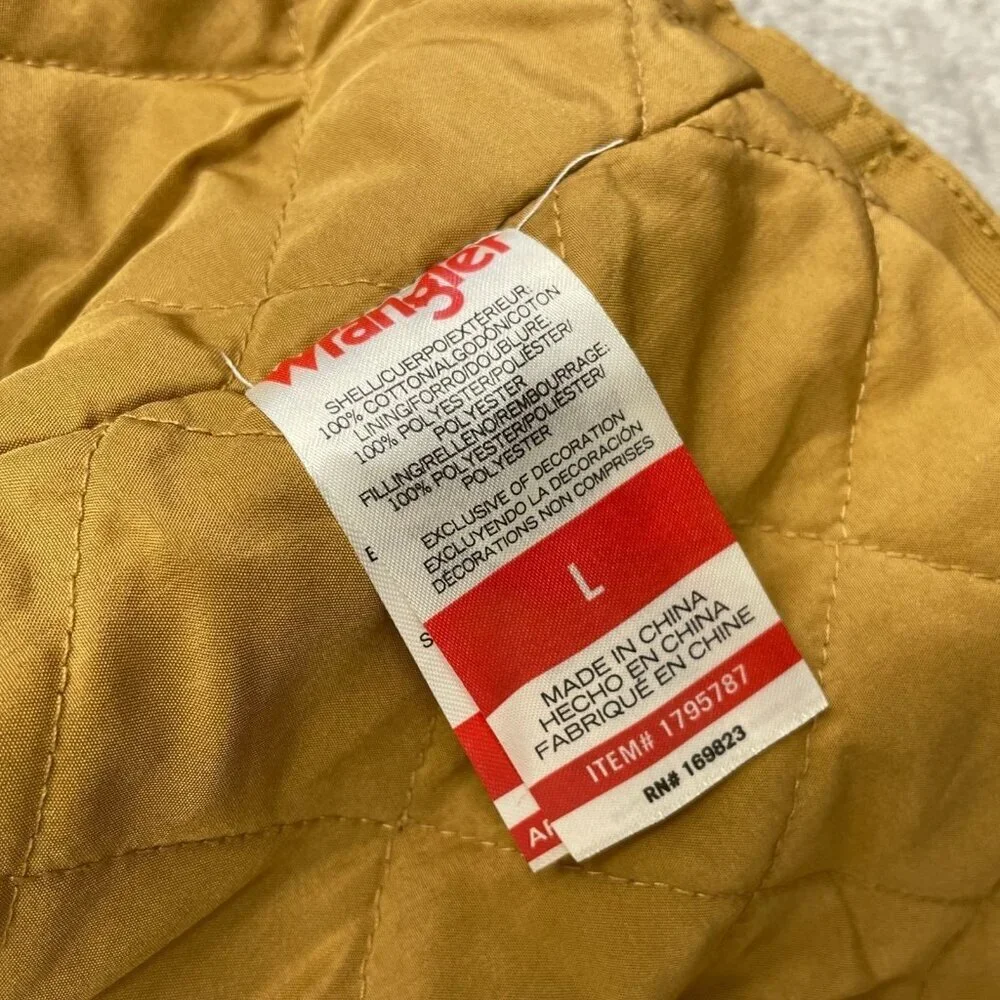 Wrangler Men's L Brown Canvas Quilted Lined Corduroy Collar Jacket jck0249